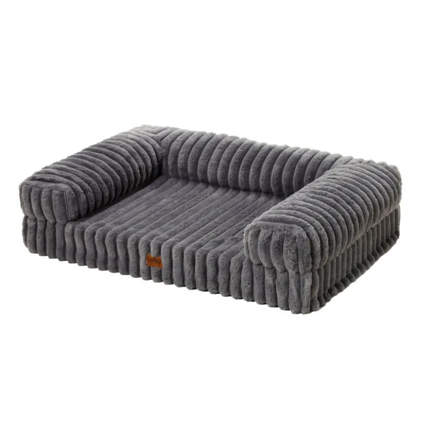 Leeby Sofá Corduroy Gris para perros