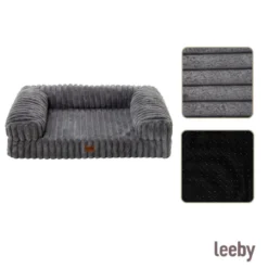 Leeby Sofá Corduroy Gris para perros