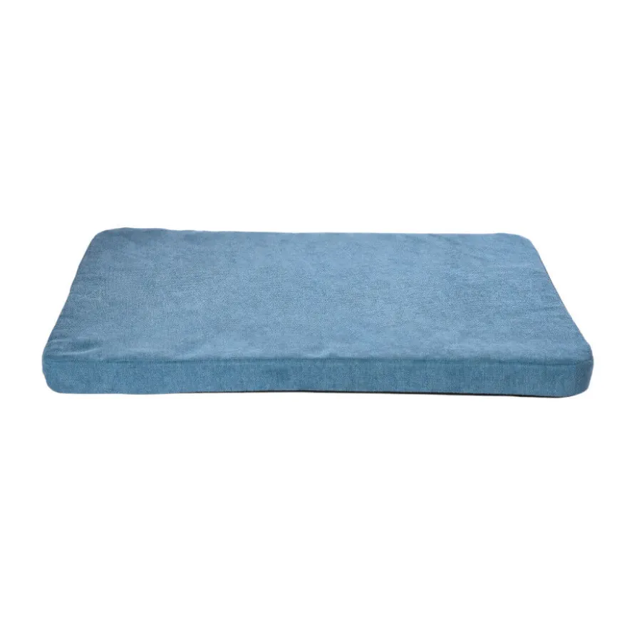 Leeby sofá de madera con colchón azul para perros
