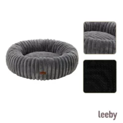 Leeby Sofá Donut Corduroy Gris para perros