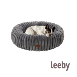 Leeby Sofá Donut Corduroy Gris para perros