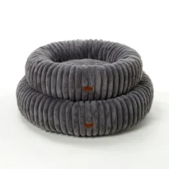 Leeby Sofá Donut Corduroy Gris para perros