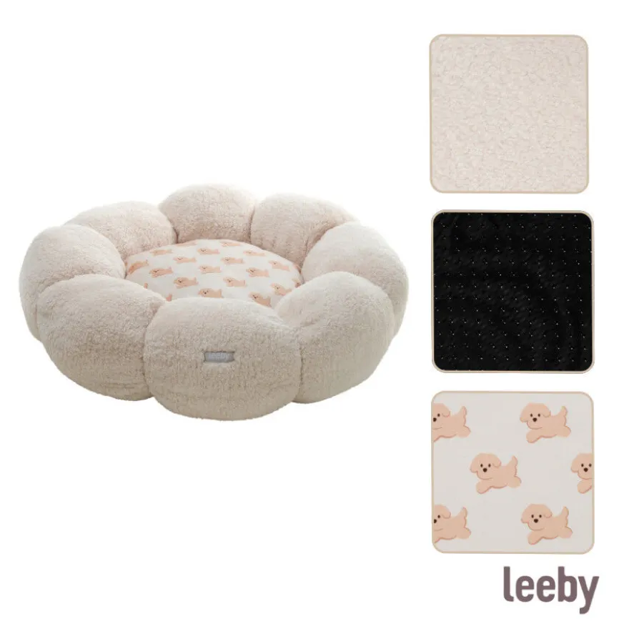 Leeby Sofá Flower Bed Beige para cachorros