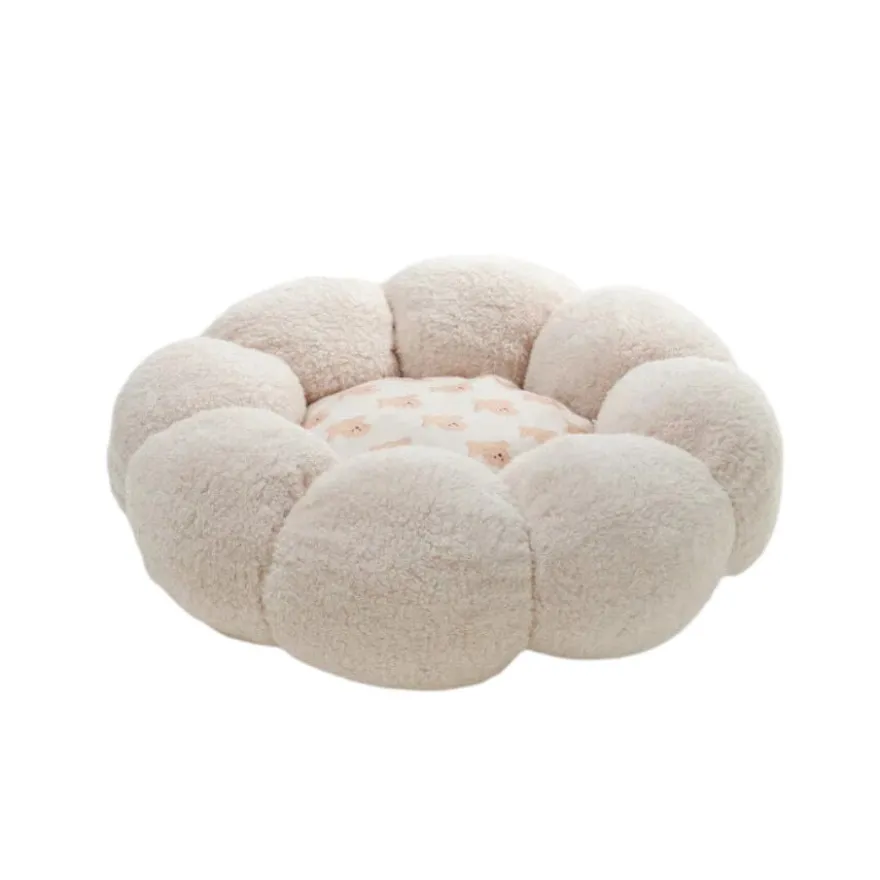 Leeby Sofá Flower Bed Beige para cachorros