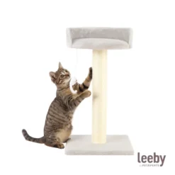 Leeby Tigrou rascador con cama y juguete gris para gatos