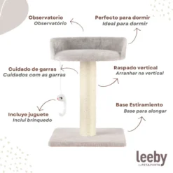 Leeby Tigrou rascador con cama y juguete gris para gatos