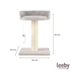 Leeby Tigrou rascador con cama y juguete gris para gatos