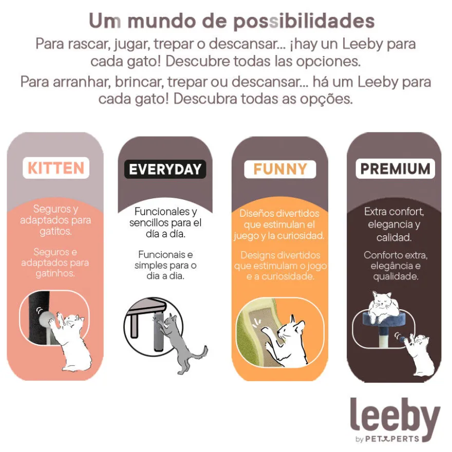 Leeby Tigrou rascador con cama y juguete gris para gatos