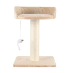 Leeby Tigrou rascador con cama y juguete beige para gatos