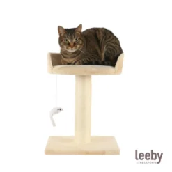 Leeby Tigrou rascador con cama y juguete beige para gatos