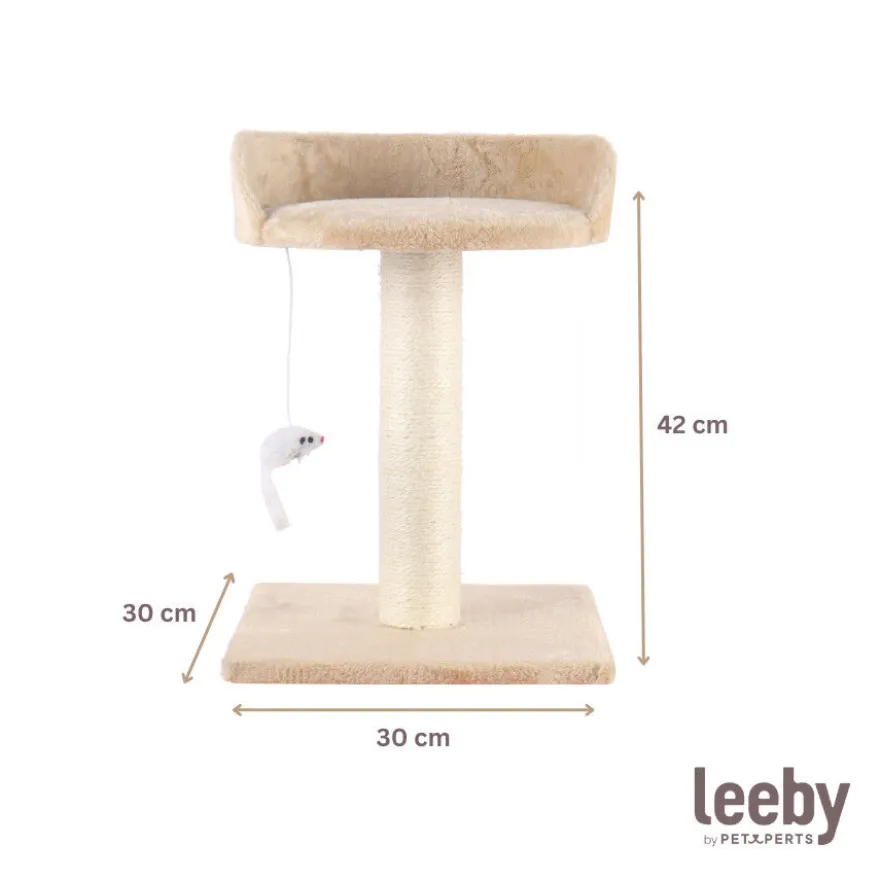 Leeby Tigrou rascador con cama y juguete beige para gatos