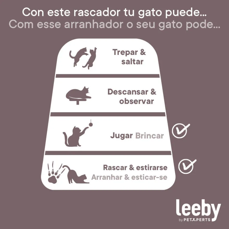 Leeby Tito rascador para pata de mesa con juguete para gatos