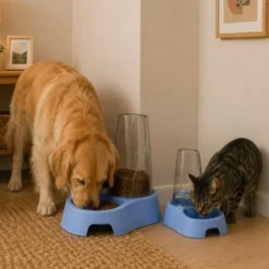 Leeby Tolva Dispensadora de Comida Color Azul para perros y gatos