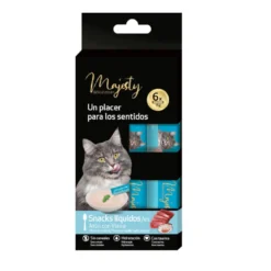 Majesty Atún con Vieira snack líquido para gatos