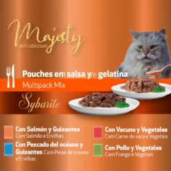 Majesty Multipack Sobres Gelatina y Salsa Mix Pescado y Carne para gatos