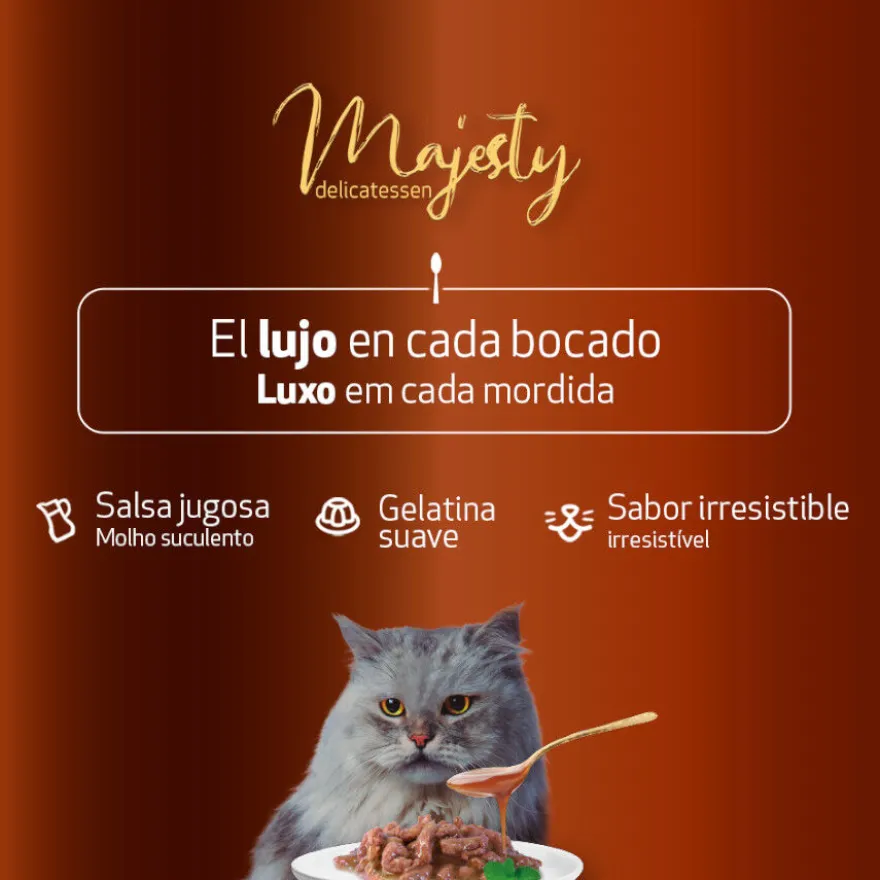 Majesty Multipack Sobres Gelatina y Salsa Mix Pescado y Carne para gatos