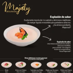 Majesty Salmón con mejillones snack líquido para gatos