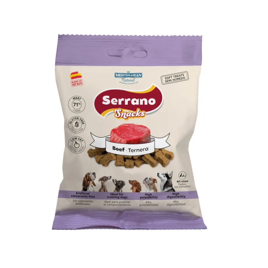 Mediterranean Natural Serrano Galletas Buey para perros