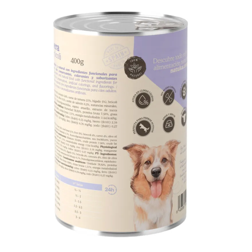 Natuka Comida Húmeda Lata Ternera y Brocoli para perros