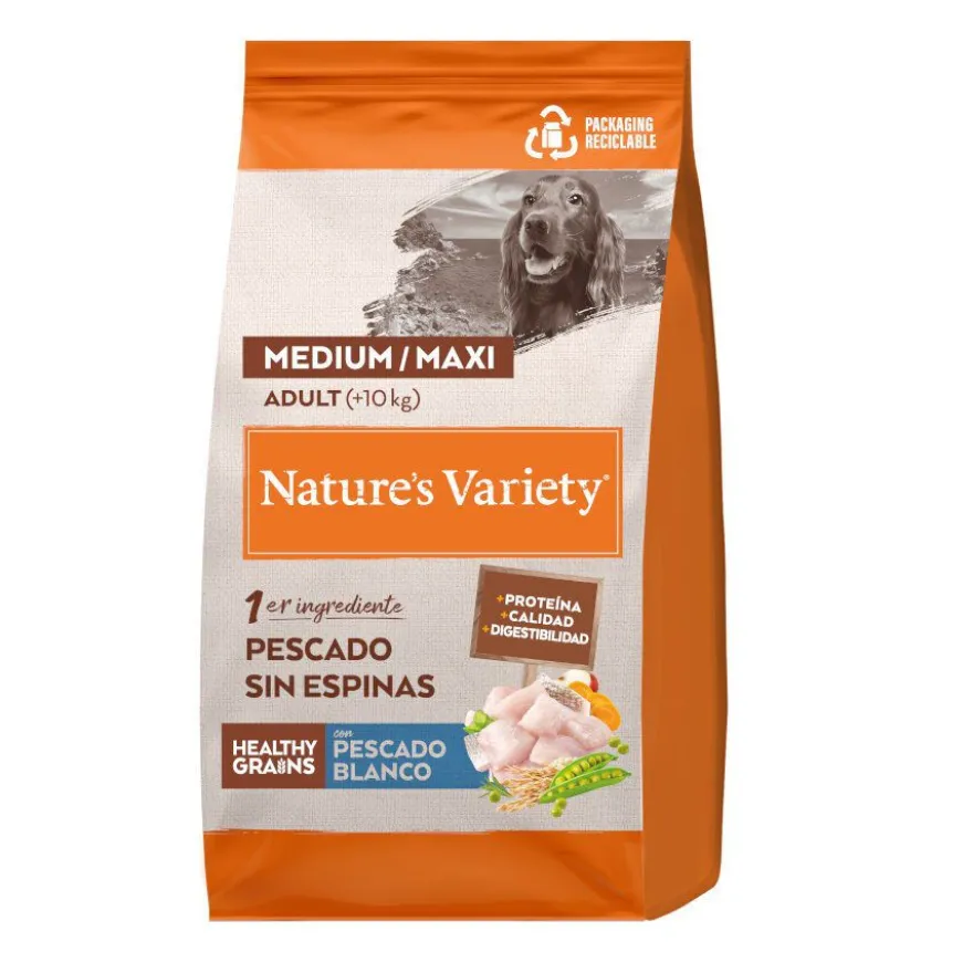 Nature's Variety Healthy Grains Adult Medium Maxi Pescado Blanco pienso para perros