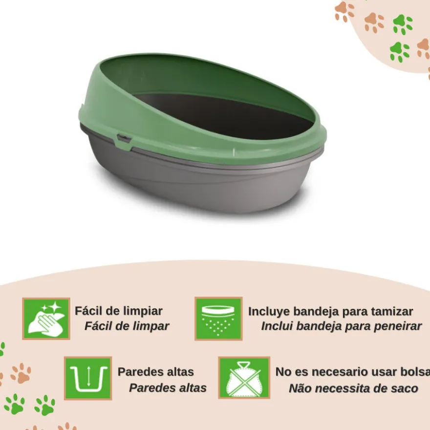 Nice Care Eco Bandeja Sanitaria Redonda Verde para gatos