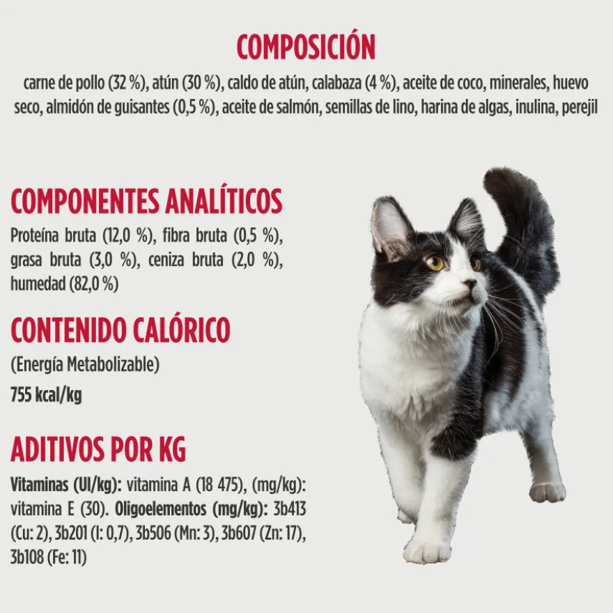 Nulo Pollo y Atún desmenuzados con Calabaza lata para gatos