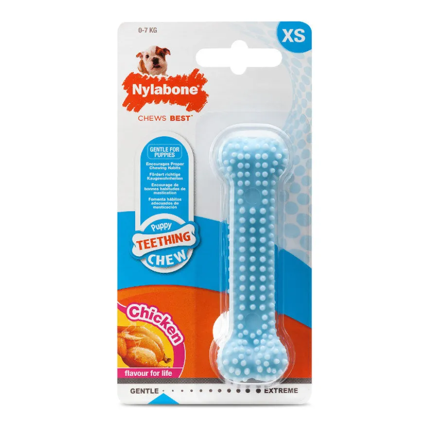 Nylabone Hueso Mordedor Dental Sabor a Pollo para cachorros