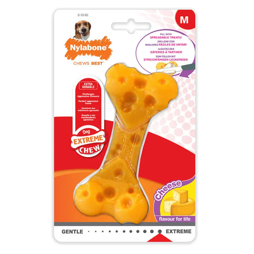 Nylabone Hueso Mordedor Resistente Sabor a Queso para perros