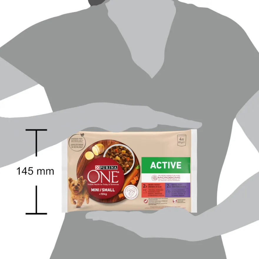One Adult Mini Small Active Buey y Pato en Salsa sobre para perros