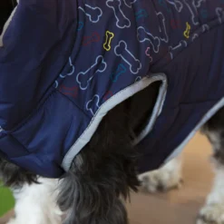 Outech Abrigo Azul con Estampado de Huesos para perros