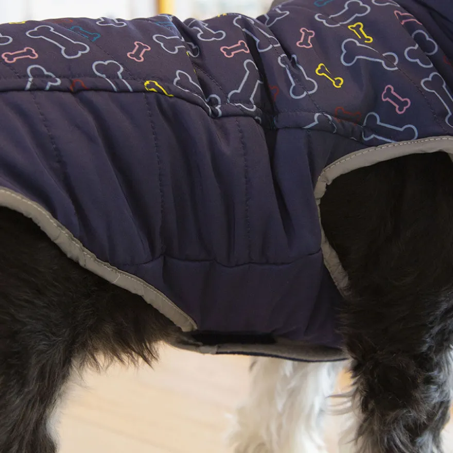 Outech Abrigo Azul con Estampado de Huesos para perros