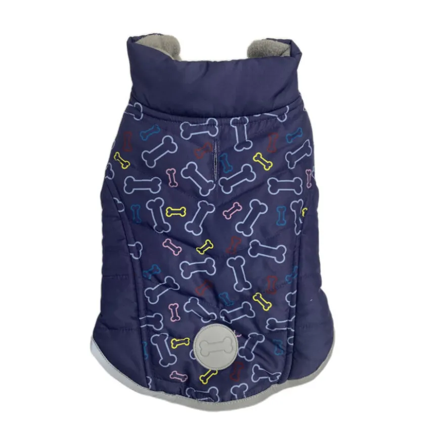 Outech Abrigo Azul con Estampado de Huesos para perros