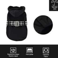 Outech Abrigo Negro con Cinturon para perros