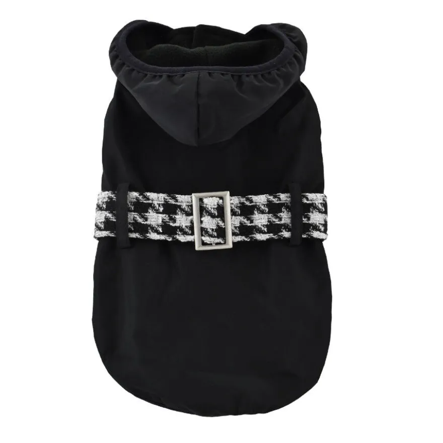 Outech Abrigo Negro con Cinturon para perros