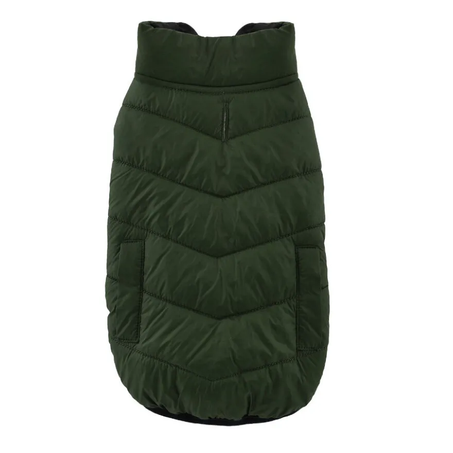 Outech Puffer verde con bolsillos para perros