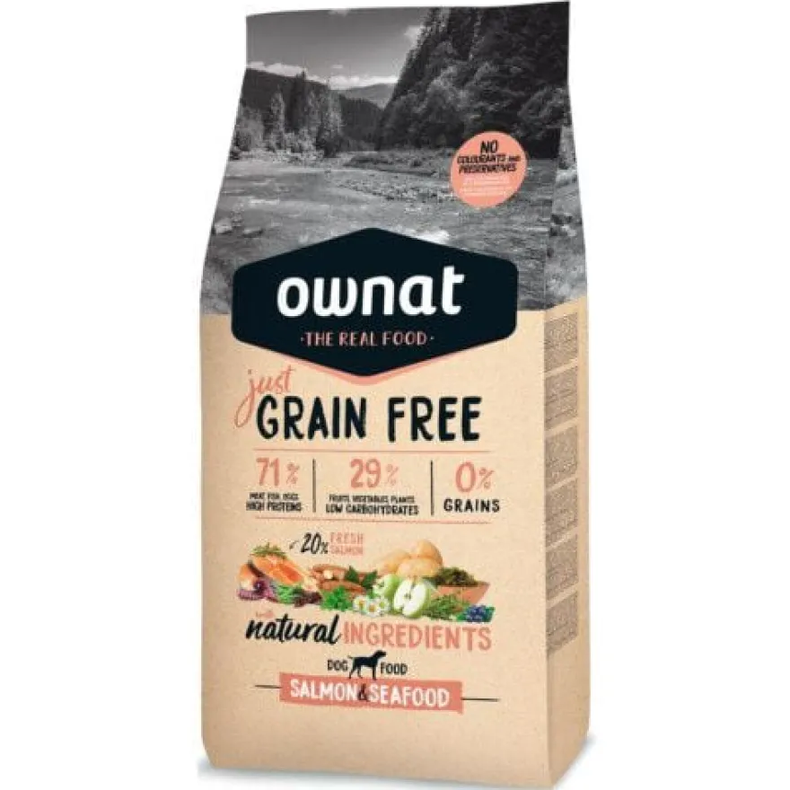 Ownat Just Grain Free Salmón y Mariscos pienso para perros