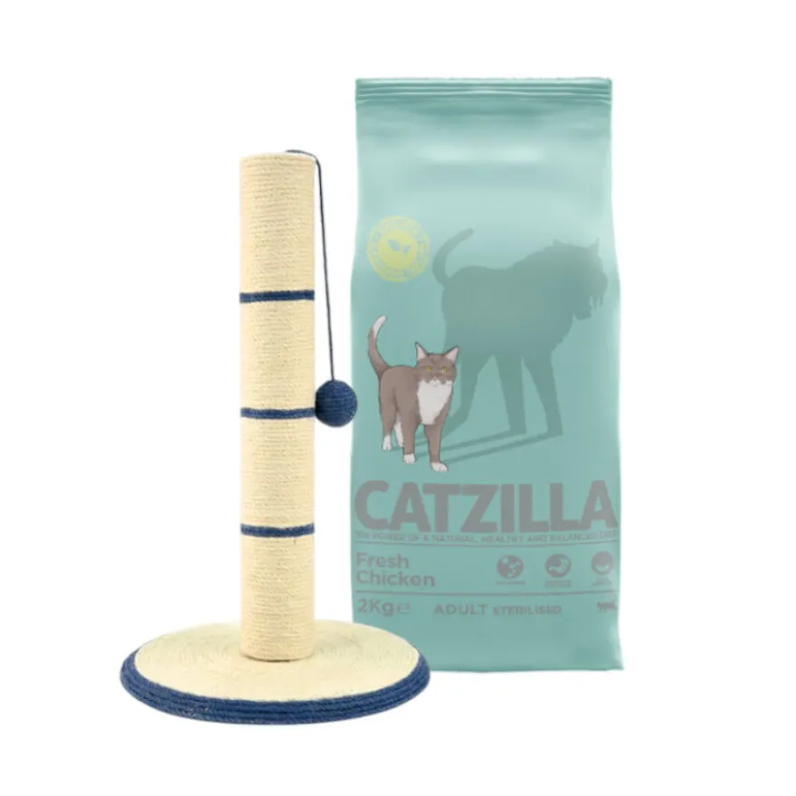Pack Rascador poste TK-Pet + 2 kg Pienso Catzilla adulto esterilizado para gatos