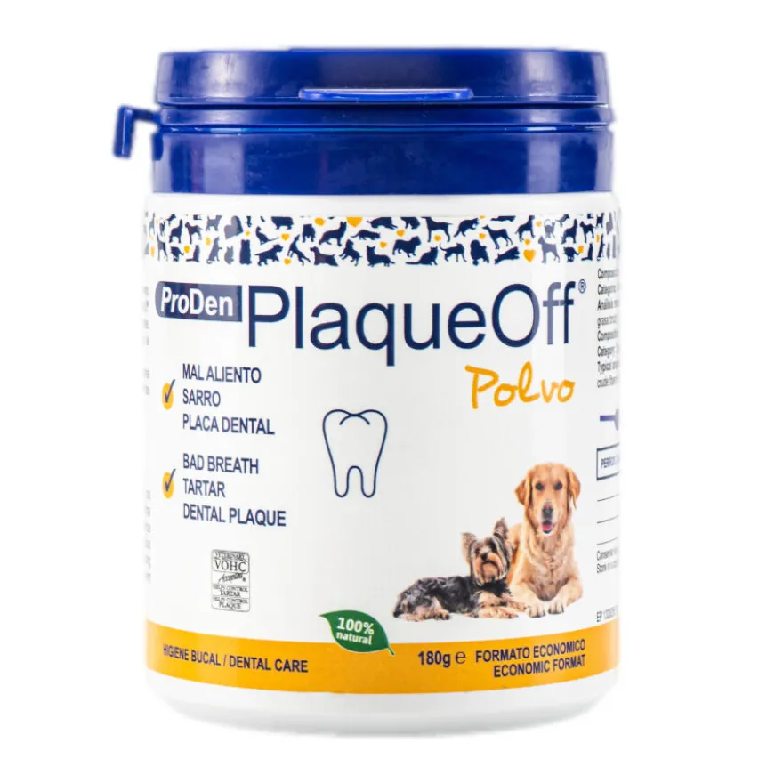 PlaqueOff Polvo Antisarro para higiene bucal de perros y gatos
