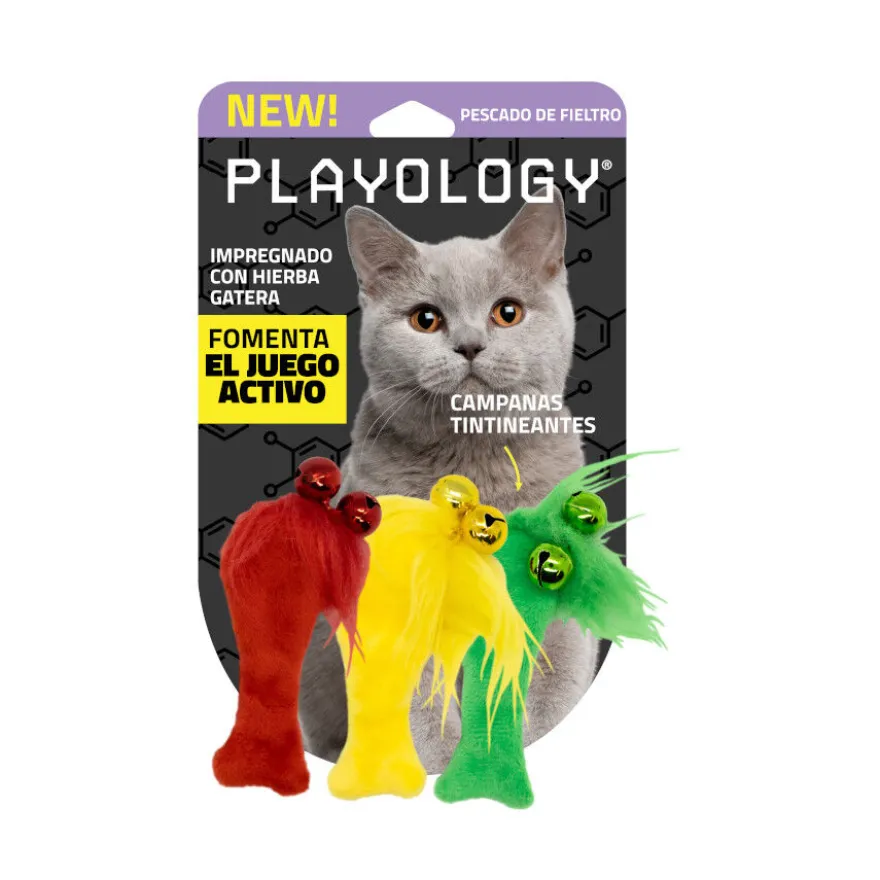 Playology Pack de Peluches con Cascabel de Colores para gatos