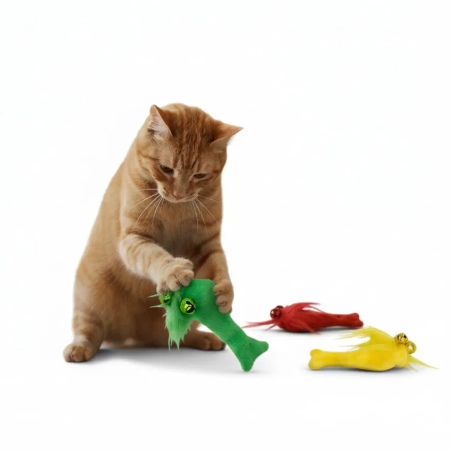 Playology Pack de Peluches con Cascabel de Colores para gatos