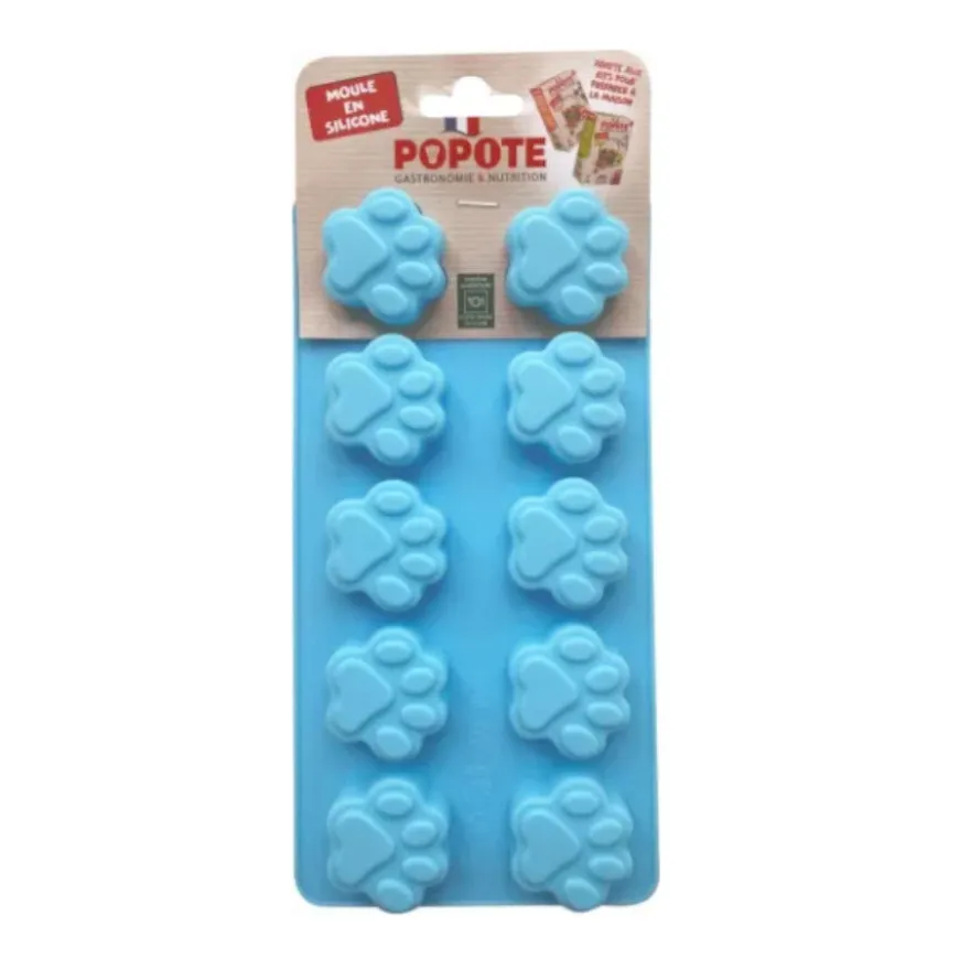 POPOTE Comedero Patitas Silicona Azul para perros y gatos