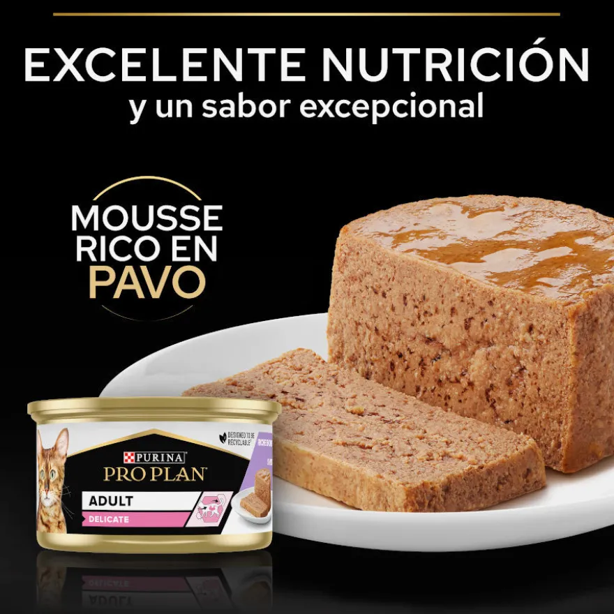 Pro Plan Delicate Mousse rico en pavo para gatos