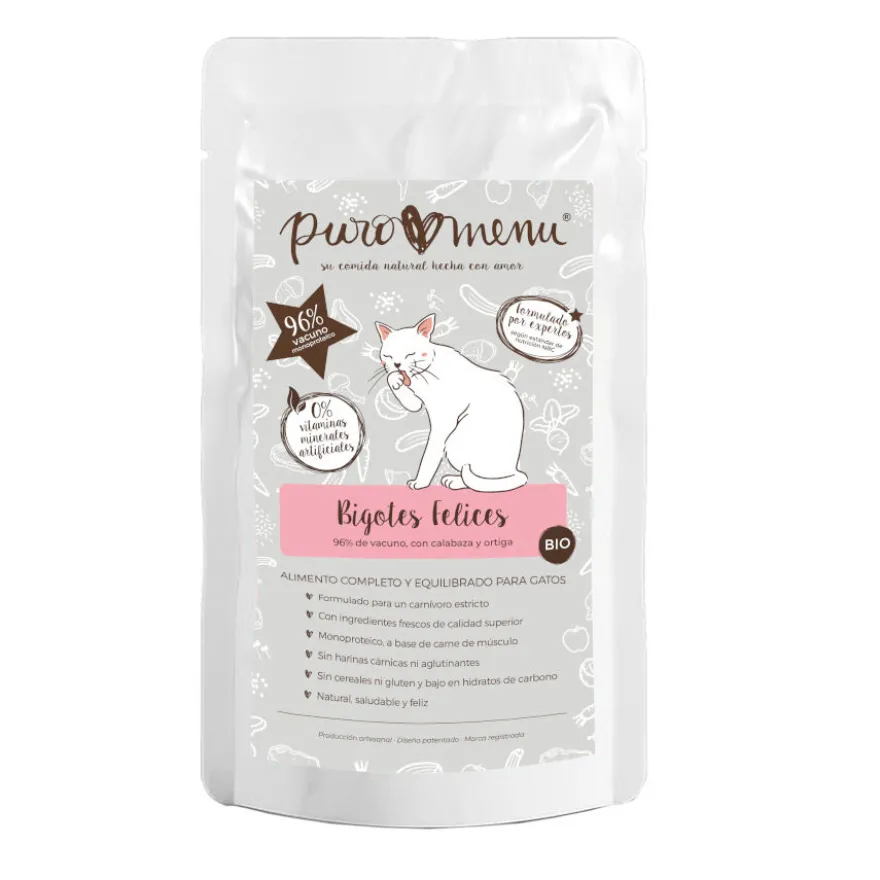 Puro Menu Bio Bigotes Felices Vacuno sobre para gatos