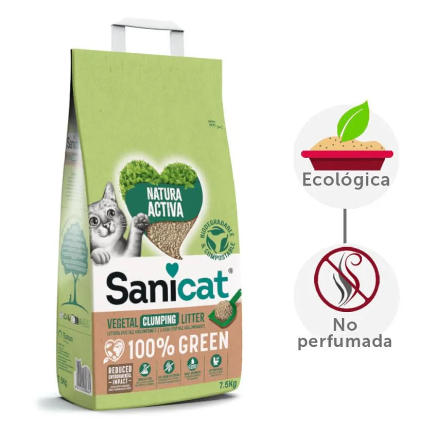Sanicat Natura Activa 100% Green Arena Vegetal para gatos