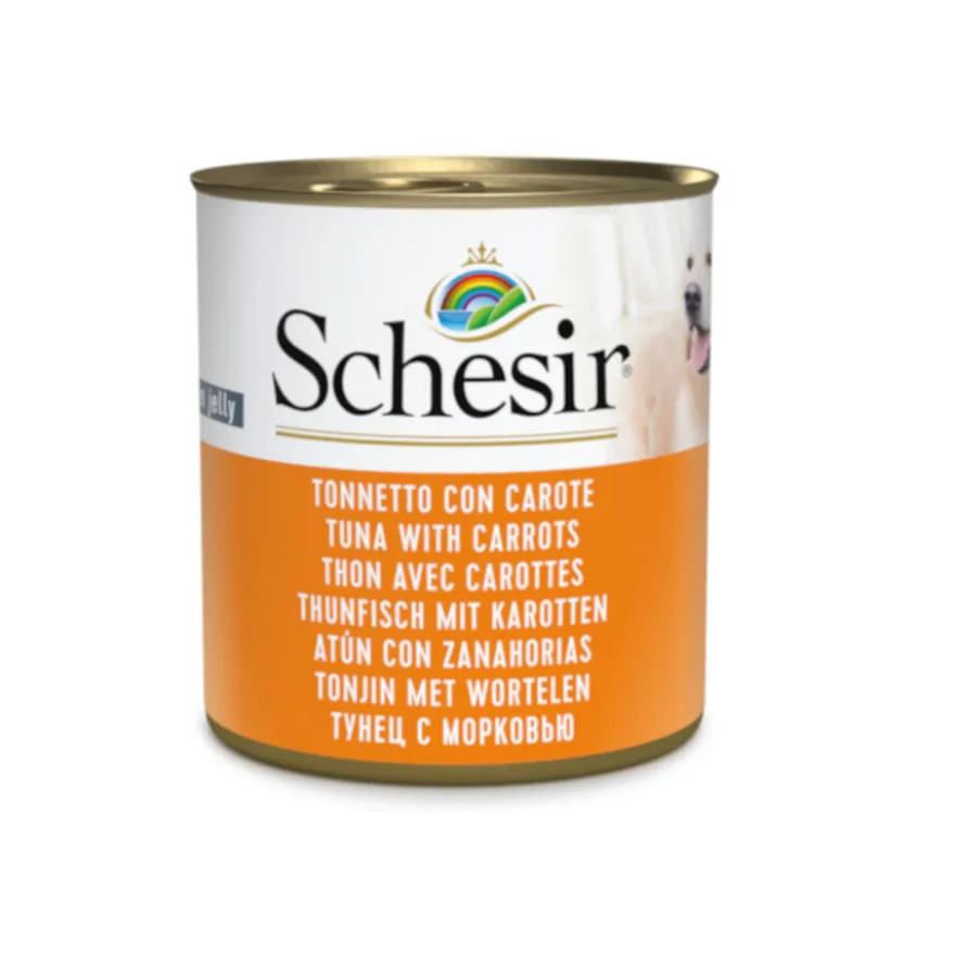 Schesir Adult atún con zanahorias lata para perros