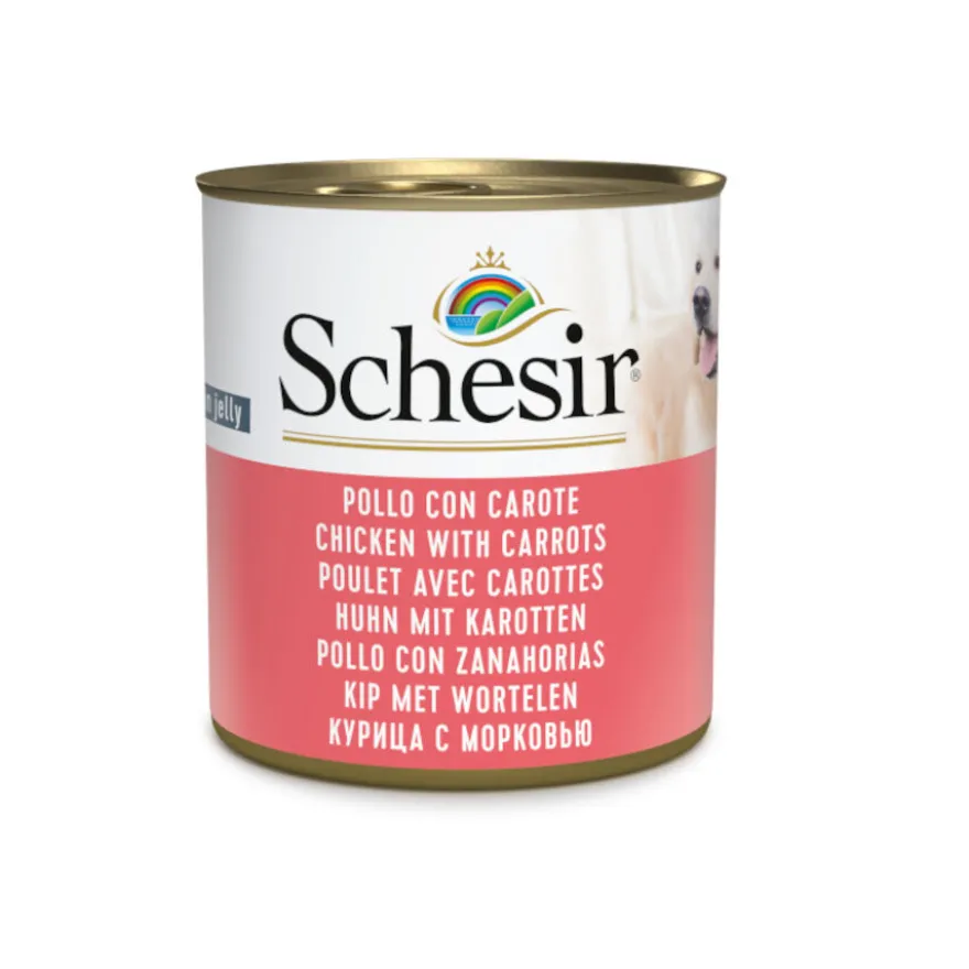 Schesir Adult pollo con zanahorias lata para perros
