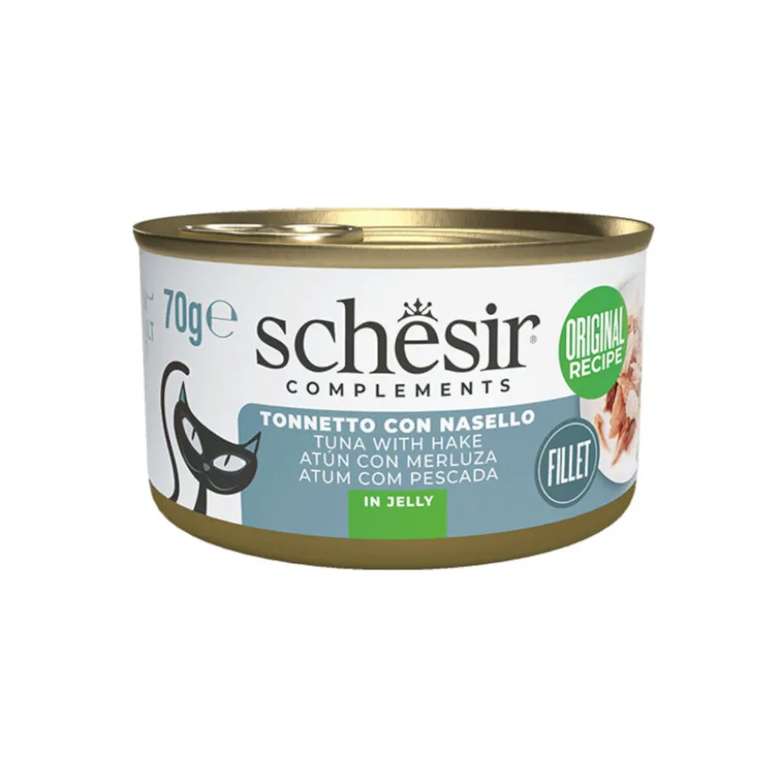 Schesir Atún con Merluza en Gelatina lata para gatos