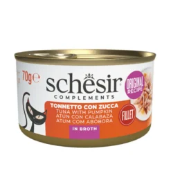 Schesir Filetes de Atún con Calabaza en Caldo lata para gatos