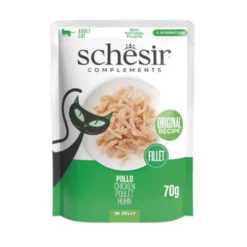 Schesir Filetes de pollo en Gelatina sobre para gatos