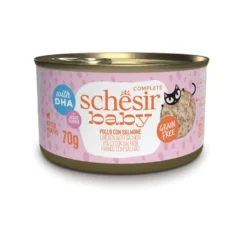 Schesir Lata Pollo y Salmón con DHA para gatitos